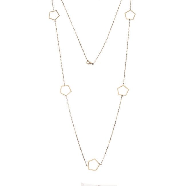 Κολιέ Μακρύ SENZA Επιχρυσωμένο Ασήμι 925 Πολύγωνο - SSR4520GD