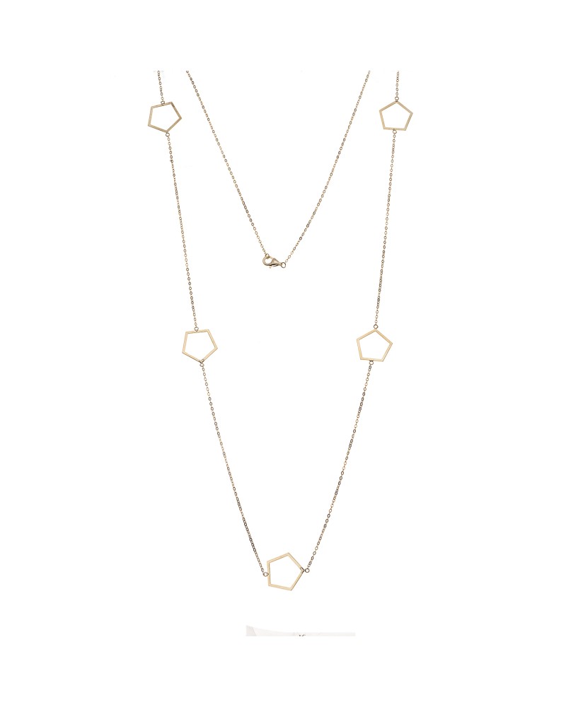 Κολιέ Μακρύ SENZA Επιχρυσωμένο Ασήμι 925 Πολύγωνο - SSR4520GD