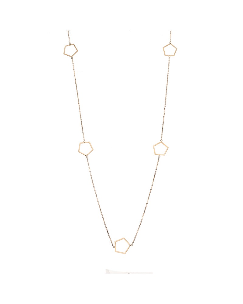 Κολιέ Μακρύ SENZA Επιχρυσωμένο Ασήμι 925 Πολύγωνο - SSR4520GD