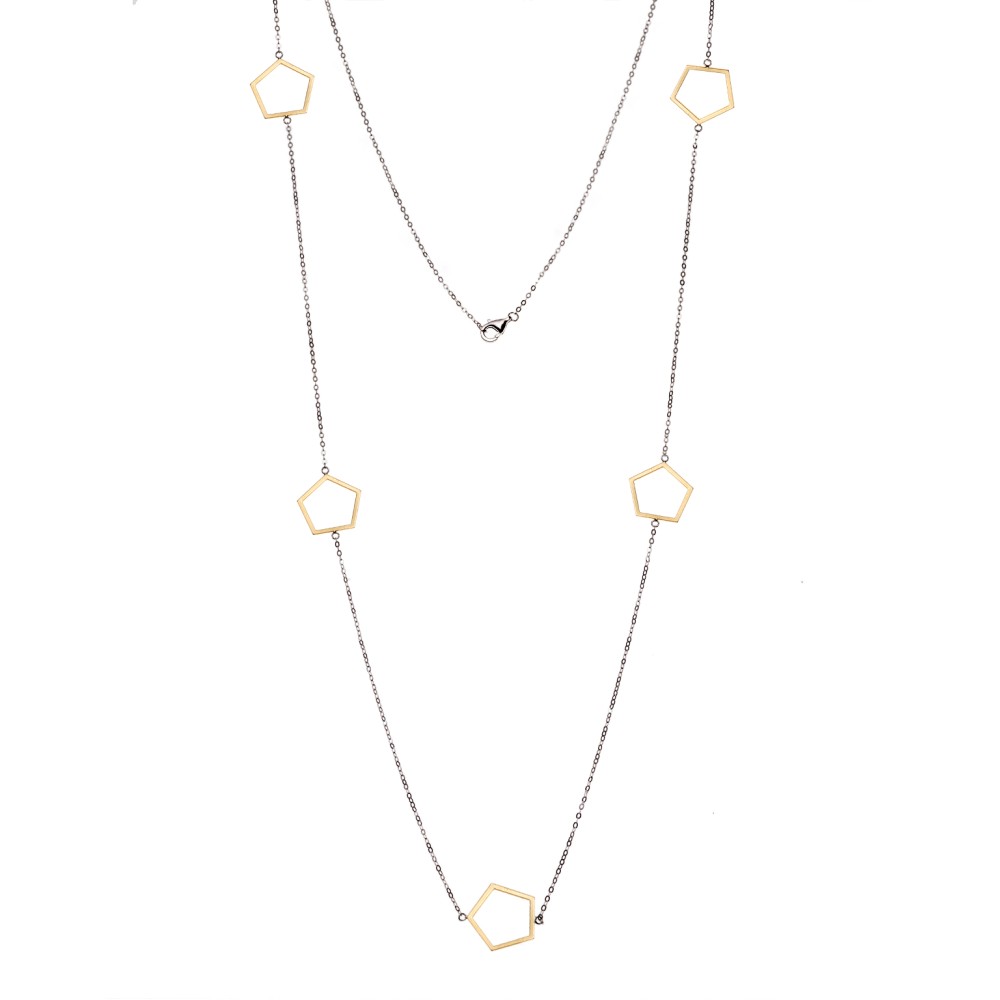 Κολιέ Μακρύ SENZA Επιχρυσωμένο Ασήμι 925 Πολύγωνο - SSR4520SG