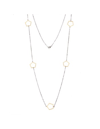 Κολιέ Μακρύ SENZA Επιχρυσωμένο Ασήμι 925 Πολύγωνο - SSR4520SG