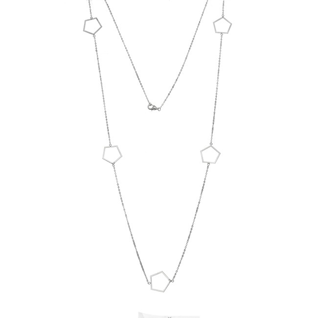 Κολιέ Μακρύ SENZA Ασήμι 925 Πολύγωνο - SSR4520SR