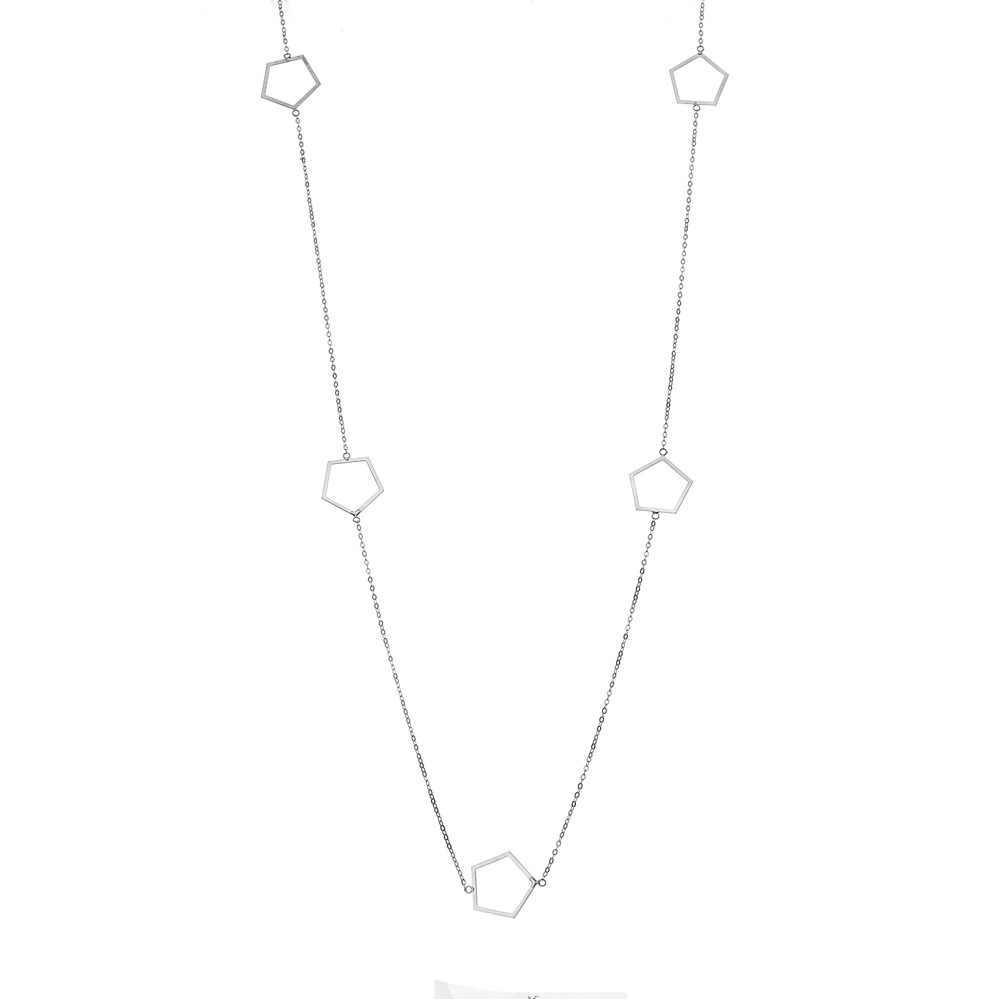 Κολιέ Μακρύ SENZA Ασήμι 925 Πολύγωνο - SSR4520SR