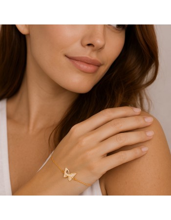 Βραχιόλι Γυναικείο Senza από επιχρυσωμένο ασήμι 925, πεταλούδα - SSR4601GD