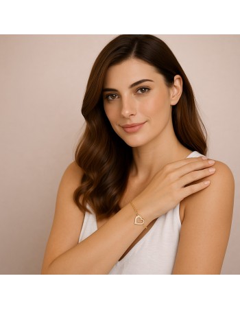 Βραχιόλι Γυναικείο Senza από επιχρυσωμένο ασήμι 925, καρδιά - SSR4605GD