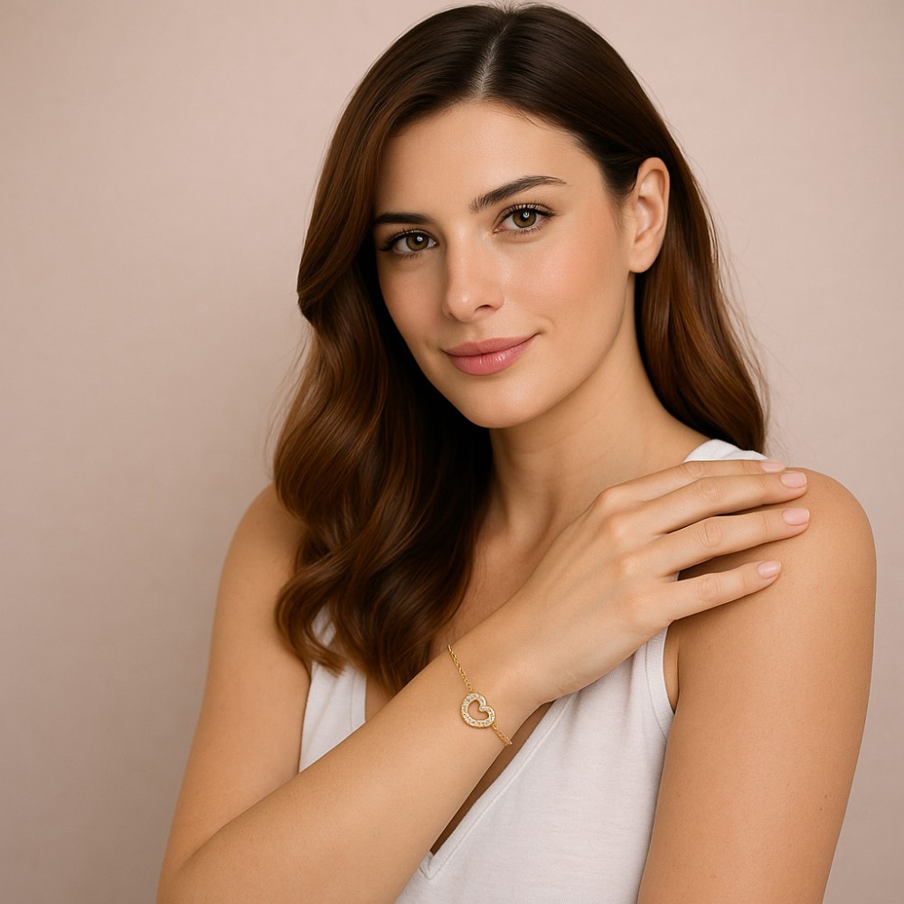 Βραχιόλι Γυναικείο Senza από επιχρυσωμένο ασήμι 925, καρδιά - SSR4609GD