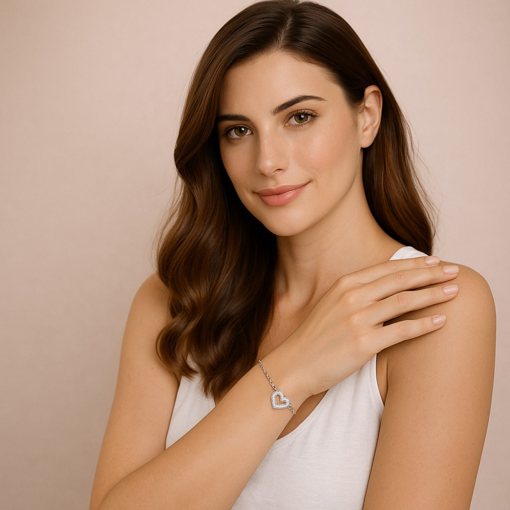 Βραχιόλι Γυναικείο Senza από  ασήμι 925, καρδιά - SSR4609SR