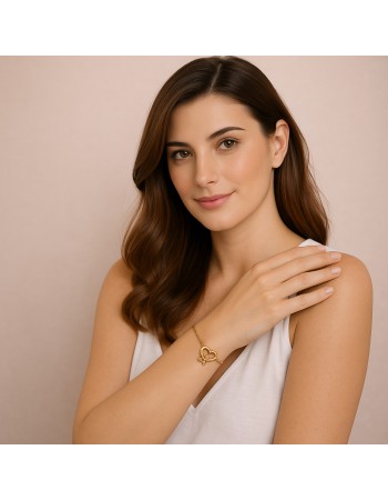 Βραχιόλι Γυναικείο Senza από επιχρυσωμένο ασήμι 925, καρδιά με πεταλούδα - SSR4610GD
