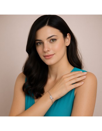 Βραχιόλι Γυναικείο Senza από ασήμι 925, καρδιά με μονόπετρο - SSR4624SR