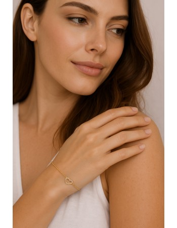 Βραχιόλι Γυναικείο Senza από επιχρυσωμένο ασήμι 925, καρδιά - SSR4626GD