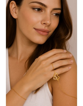 Βραχιόλι Γυναικείο Senza από επιχρυσωμένο ασήμι 925, διπλή καρδιά - SSR4627GD