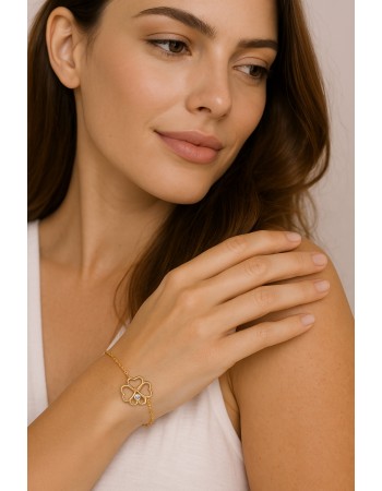 Βραχιόλι Γυναικείο Senza από επιχρυσωμένο ασήμι 925, τετράφυλλο τριφύλλι - SSR4628GD