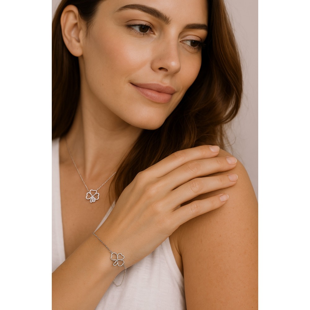 Βραχιόλι Γυναικείο Senza από ασήμι 925, τετράφυλλο τριφύλλι - SSR4628SR