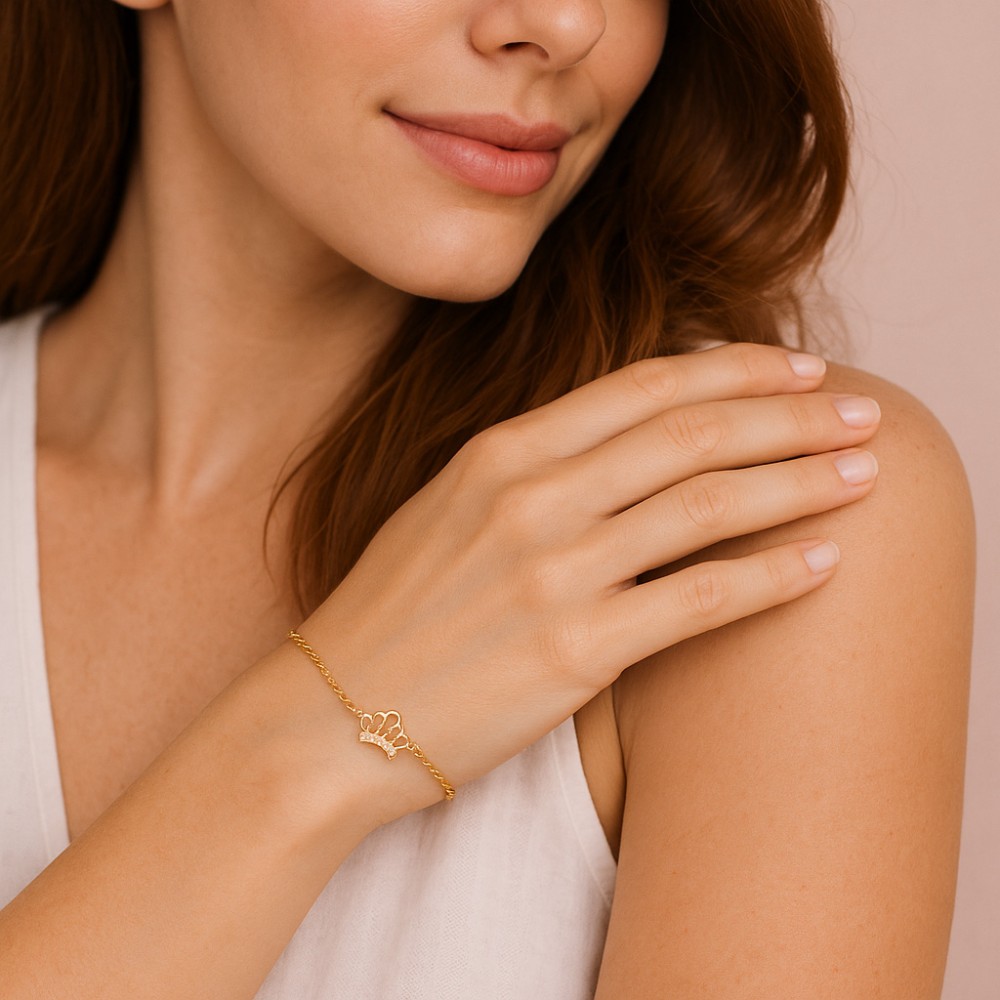 Βραχιόλι Γυναικείο Senza από επιχρυσωμένο ασήμι 925, κορώνα - SSR4630GD