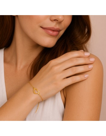 Βραχιόλι Γυναικείο Senza από επιχρυσωμένο ασήμι 925, καρδιά - SSR4631GD