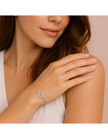 Βραχιόλι Γυναικείο Senza από ασήμι 925, καρδιά - SSR4631SR