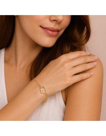 Βραχιόλι Γυναικείο Senza από επιχρυσωμένο ασήμι 925, καρδιά - SSR4633GD