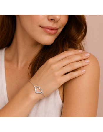 Βραχιόλι Γυναικείο Senza από ασήμι 925, καρδιά - SSR4633SR