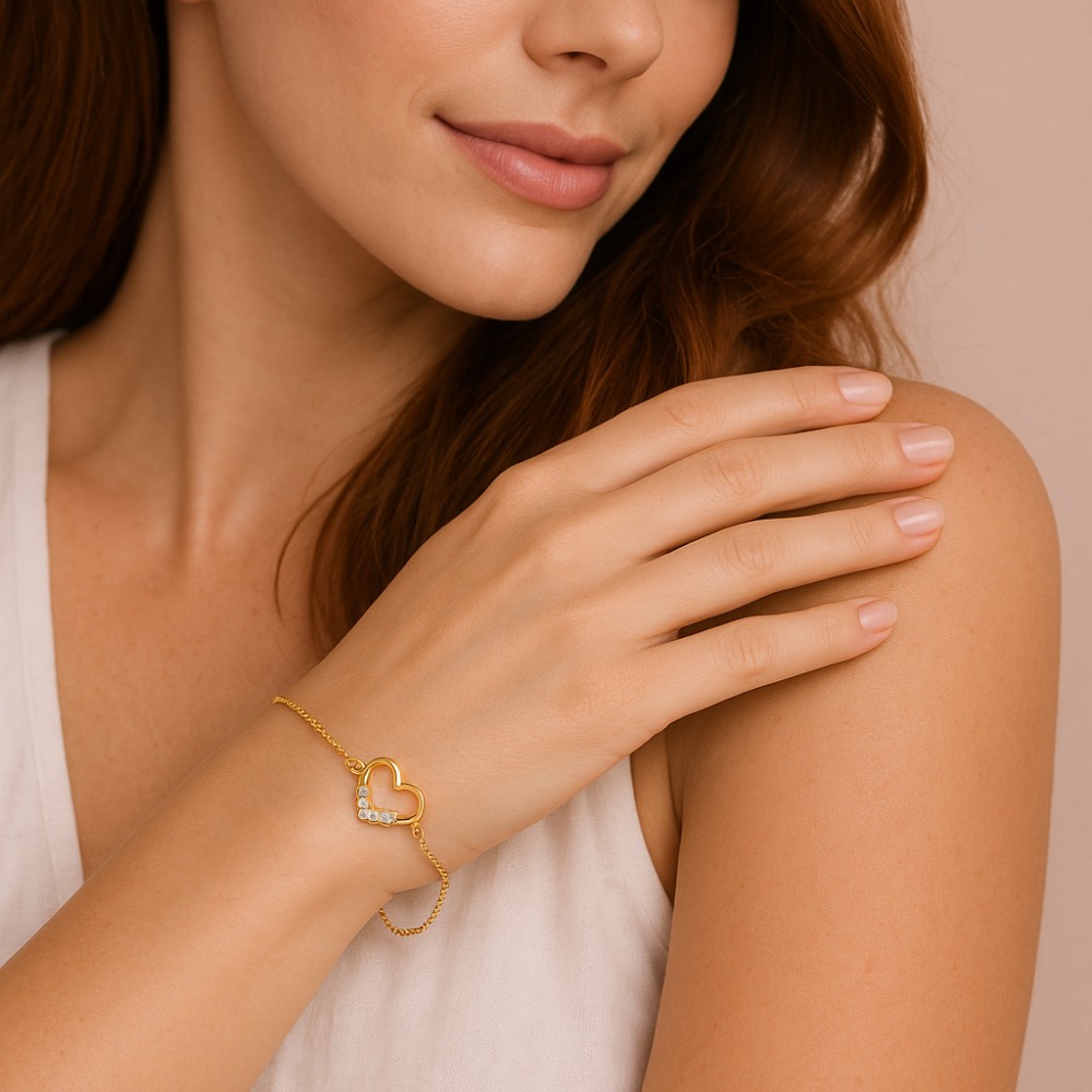 Βραχιόλι Γυναικείο Senza από επιχρυσωμένο ασήμι 925, καρδιά - SSR4634GD