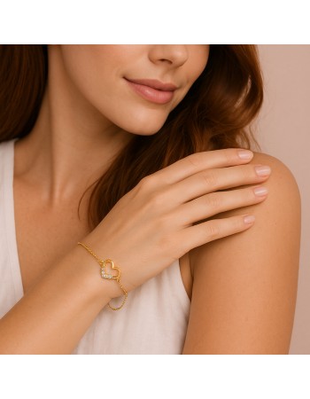 Βραχιόλι Γυναικείο Senza από επιχρυσωμένο ασήμι 925, καρδιά - SSR4634GD