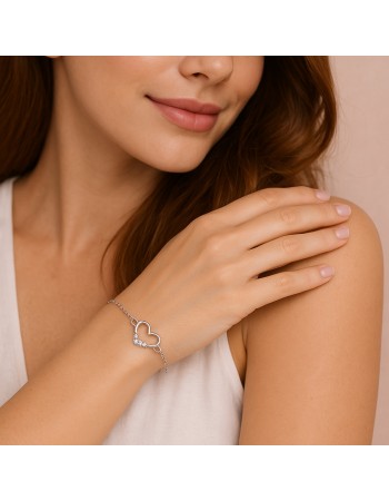 Βραχιόλι Γυναικείο Senza από ασήμι 925, καρδιά - SSR4634SR