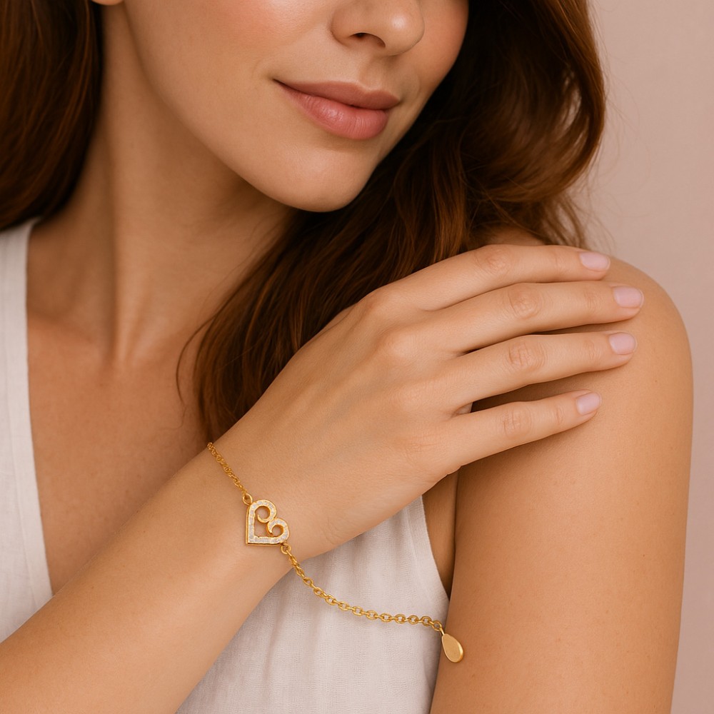Βραχιόλι Γυναικείο Senza από επιχρυσωμένο ασήμι 925, καρδιά με άπειρο - SSR4636GD