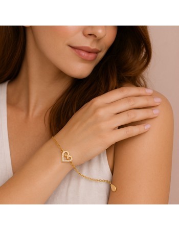 Βραχιόλι Γυναικείο Senza από επιχρυσωμένο ασήμι 925, καρδιά με άπειρο - SSR4636GD