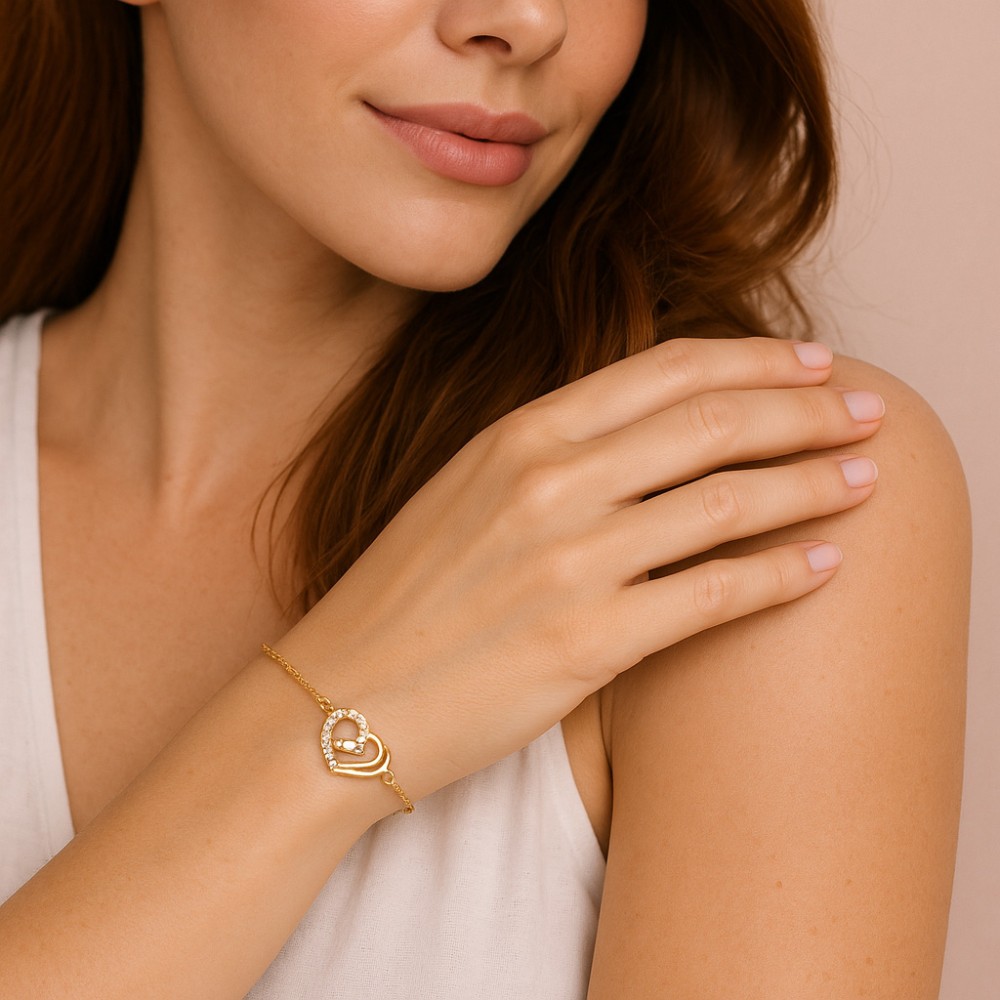 Βραχιόλι Γυναικείο Senza από επιχρυσωμένο ασήμι 925, καρδιά - SSR4638GD