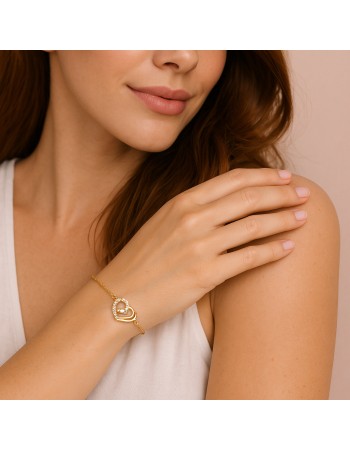 Βραχιόλι Γυναικείο Senza από επιχρυσωμένο ασήμι 925, καρδιά - SSR4638GD