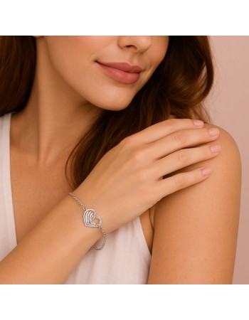 Βραχιόλι Γυναικείο Senza από ασήμι 925, καρδιά - SSR4638SR
