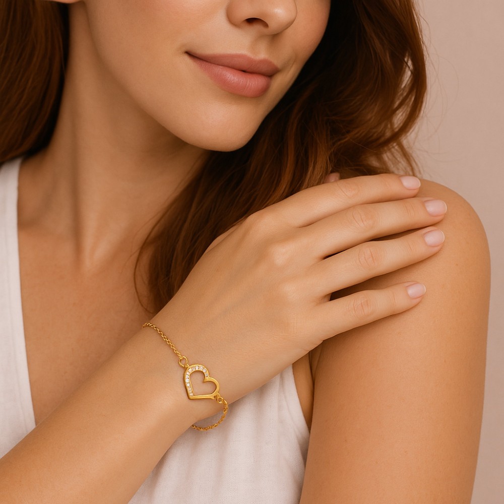 Βραχιόλι Γυναικείο Senza από επιχρυσωμένο ασήμι 925, καρδιά - SSR4639GD