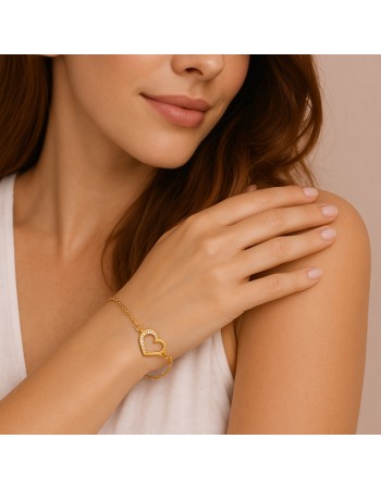 Βραχιόλι Γυναικείο Senza από επιχρυσωμένο ασήμι 925, καρδιά - SSR4639GD