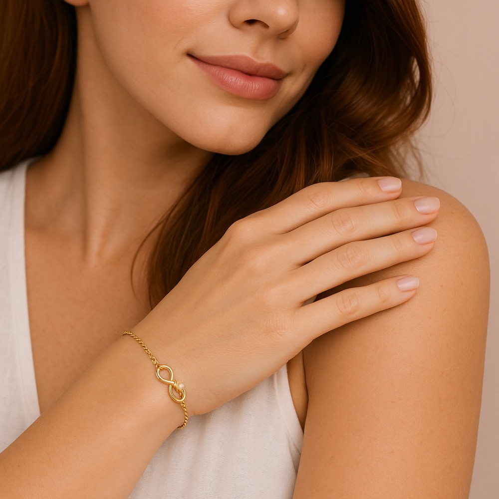 Βραχιόλι Γυναικείο Senza από επιχρυσωμένο ασήμι 925, άπειρο με λουλούδι - SSR4644GD