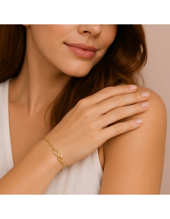 Βραχιόλι Γυναικείο Senza από επιχρυσωμένο ασήμι 925, άπειρο με λουλούδι - SSR4644GD