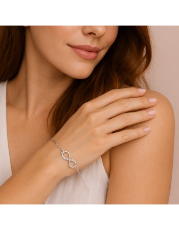 Βραχιόλι Γυναικείο Senza από ασήμι 925, άπειρο με λουλούδι - SSR4644SR