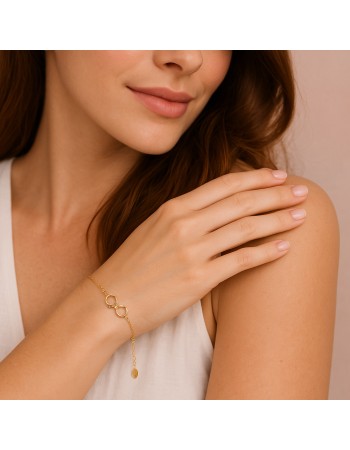 Βραχιόλι Γυναικείο Senza από επιχρυσωμένο ασήμι 925, άπειρο "Love" - SSR4645GD