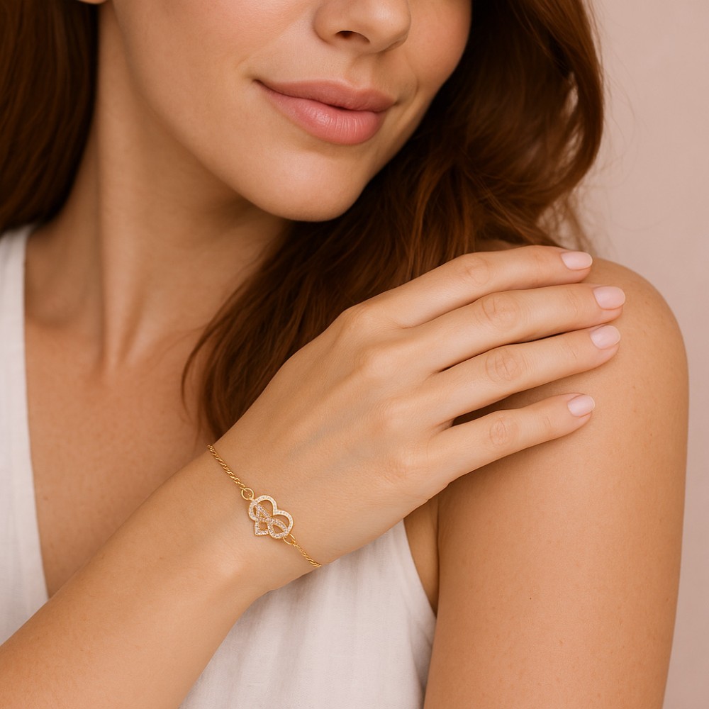 Βραχιόλι Γυναικείο Senza από επιχρυσωμένο ασήμι 925, άπειρο με καρδιά - SSR4646GD