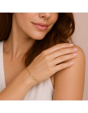 Βραχιόλι Γυναικείο Senza από επιχρυσωμένο ασήμι 925, άπειρο με καρδιά - SSR4646GD