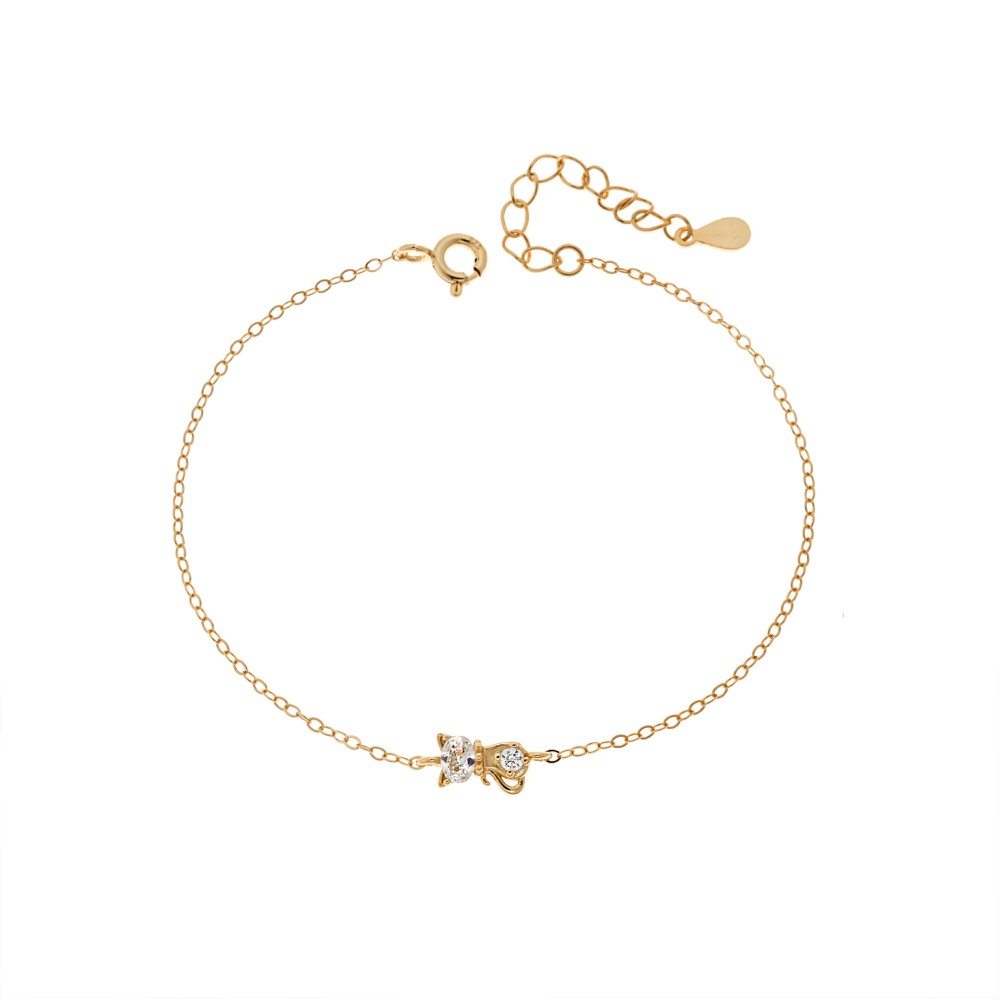 Βραχιόλι Γυναικείο Senza από επιχρυσωμένο ασήμι 925, γάτα - SSR4654GD