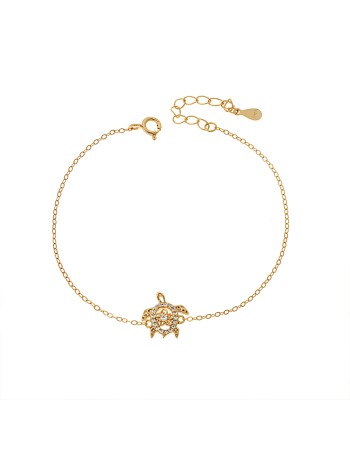 Βραχιόλι Γυναικείο Senza από επιχρυσωμένο ασήμι 925, χελώνα με λουλούδι - SSR4656GD