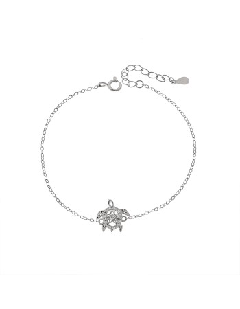 Βραχιόλι Γυναικείο Senza από ασήμι 925, χελώνα με λουλούδι - SSR4656SR