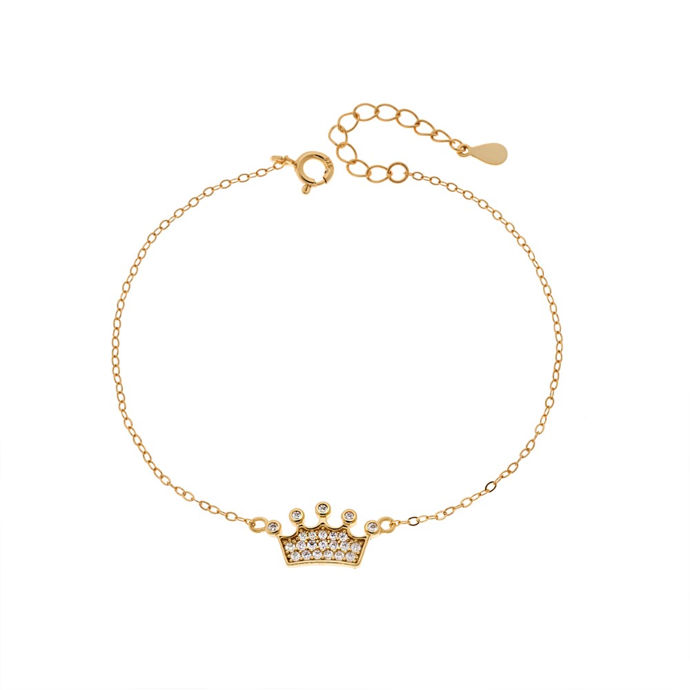 Βραχιόλι Γυναικείο Senza από επιχρυσωμένο ασήμι 925, κορώνα - SSR4659GD