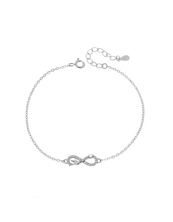 Βραχιόλι Γυναικείο Senza από ασήμι 925, άπειρο με καρδιά και περιστέρι - SSR4662SR
