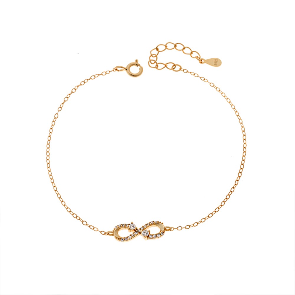 Βραχιόλι Γυναικείο Senza από επιχρυσωμένο ασήμι 925, άπειρο με πέτρες - SSR4663GD