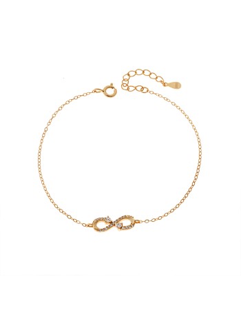 Βραχιόλι Γυναικείο Senza από επιχρυσωμένο ασήμι 925, άπειρο με πέτρες - SSR4663GD