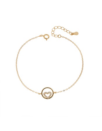 Βραχιόλι Γυναικείο Senza από επιχρυσωμένο ασήμι 925, κύκλος με καρδιά - SSR4665GD