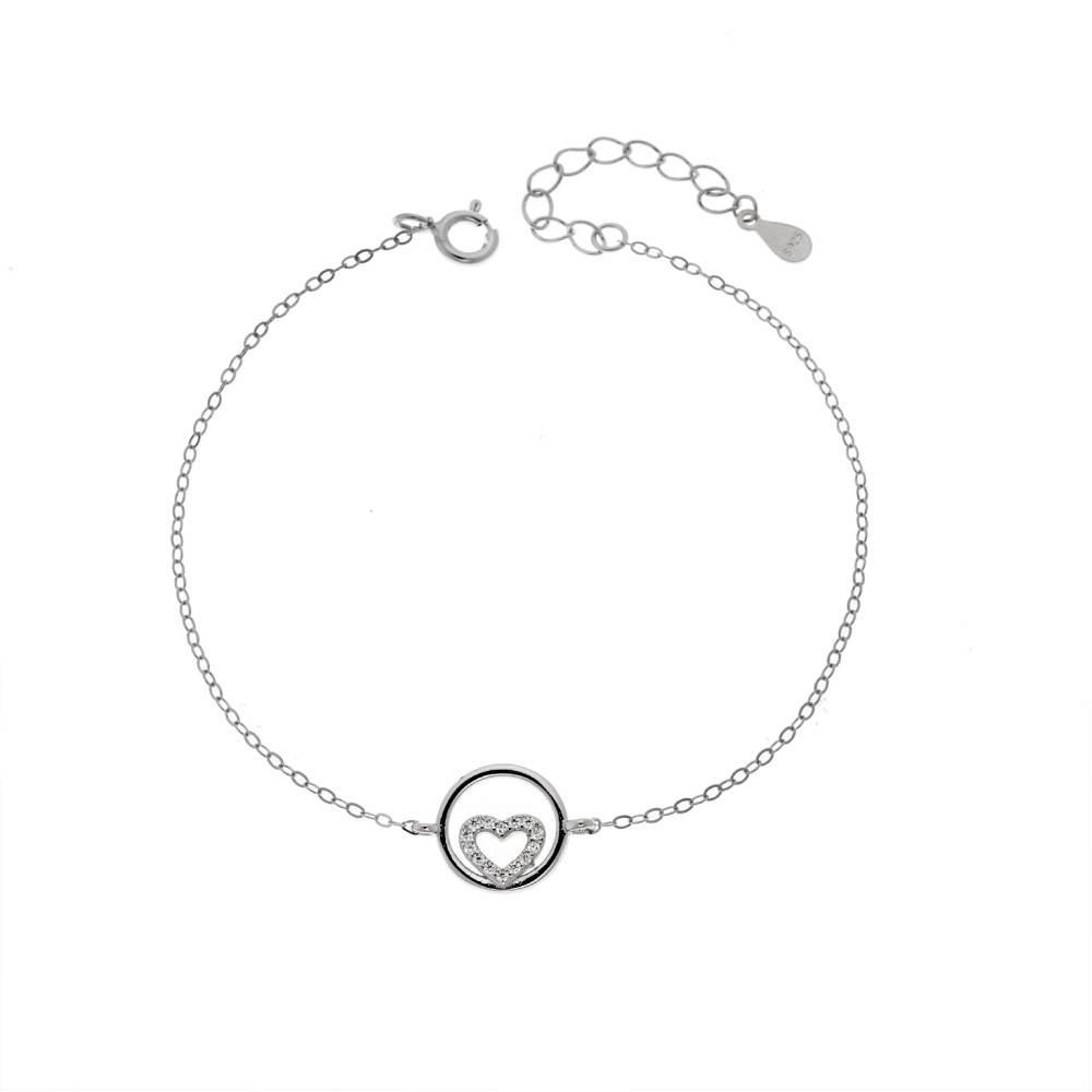 Βραχιόλι Γυναικείο Senza από ασήμι 925, κύκλος με καρδιά - SSR4665SR