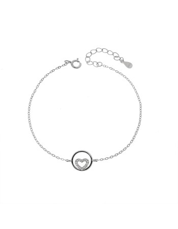 Βραχιόλι Γυναικείο Senza από ασήμι 925, κύκλος με καρδιά - SSR4665SR