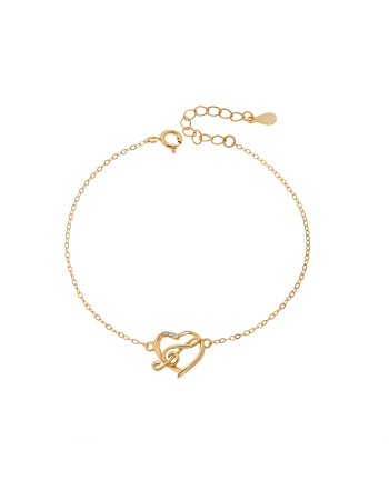 Βραχιόλι Γυναικείο Senza από επιχρυσωμένο ασήμι 925, καρδιά με κλειδί του σολ - SSR4666GD