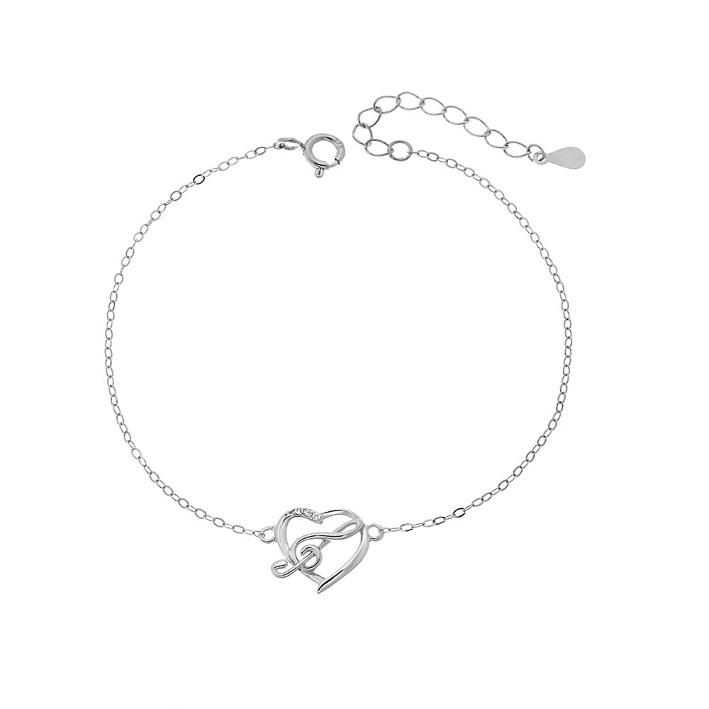 Βραχιόλι Γυναικείο Senza από ασήμι 925, καρδιά με κλειδί του σολ - SSR4666SR